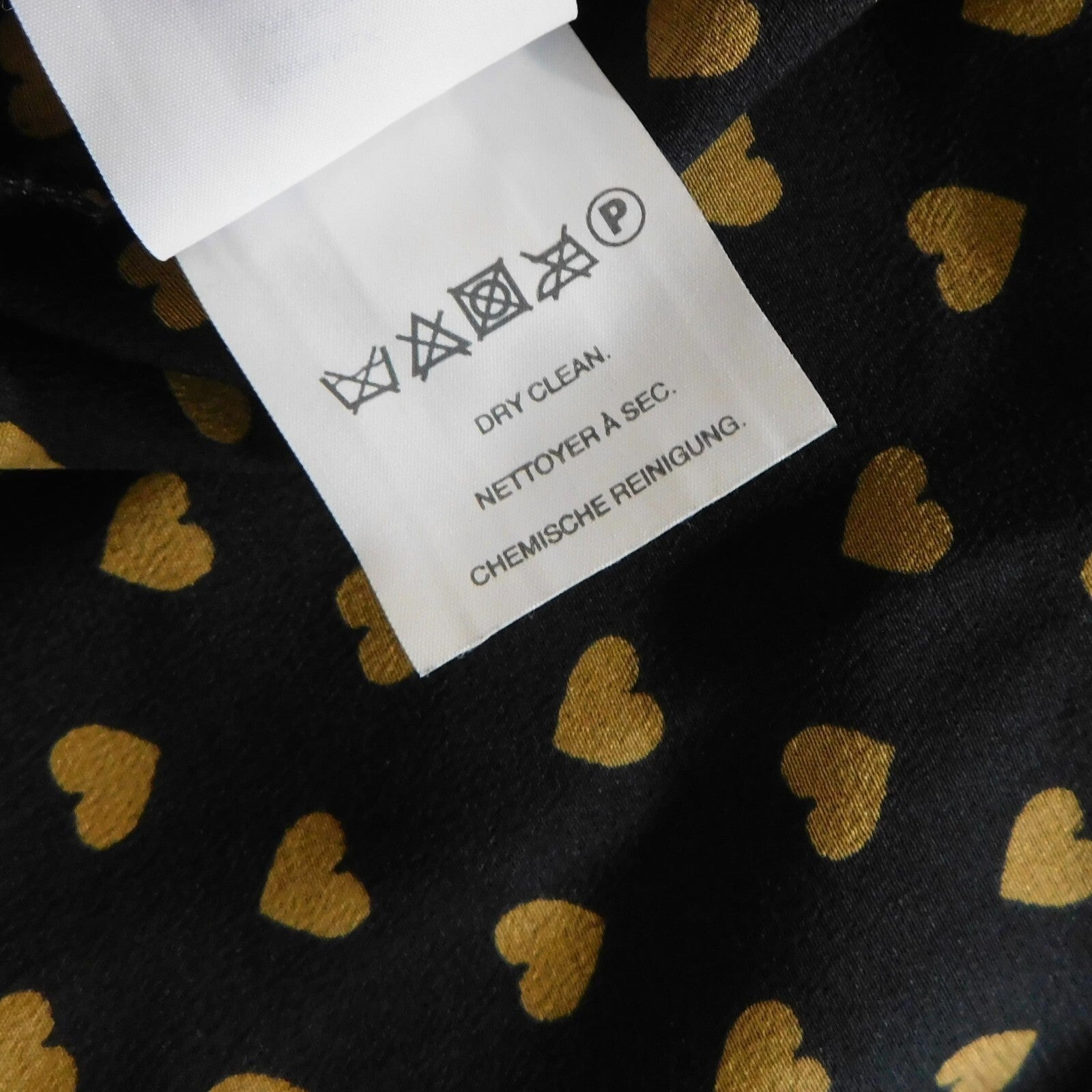 MADEWELL Silk Black Gold Heart Flip Button Back Tiered Top Blouse X-Small