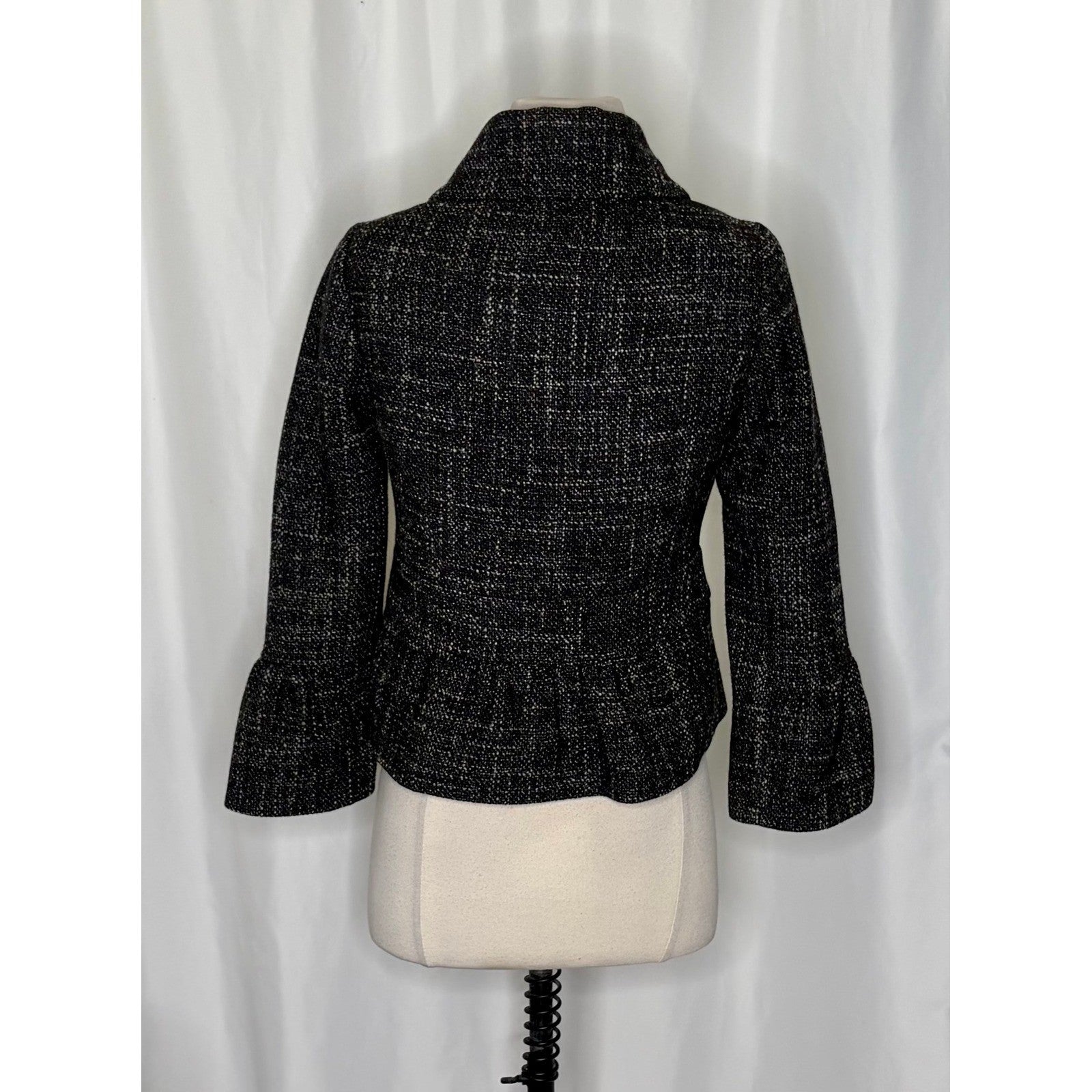 Anthropologie TAIKONHU Teed Peplum Cropped Jacket Coat Wool Blend Size 2