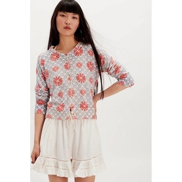 NWT!! FREE PEOPLE Nocturnal Patterned Cardigan Sweater Cardi Floral Small