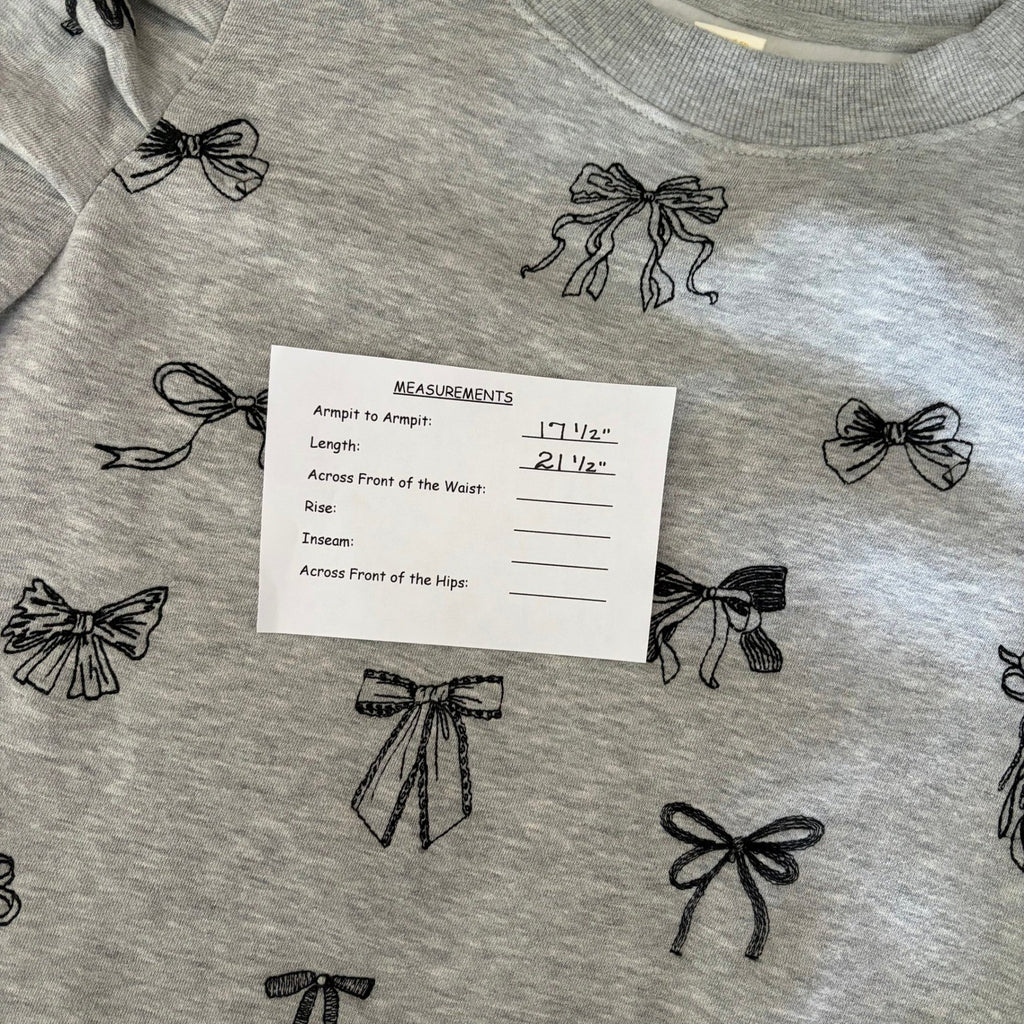 Anthropologie MAEVE Puff Sleeve Embroidered Bow Pattern Sweatshirt Top Small