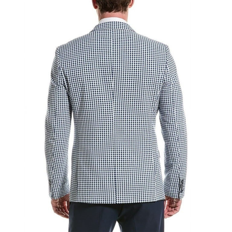 NEW! PAISLEY & GRAY Gingham Peak Two Button Blazer Blue White Nautical Lined 40R