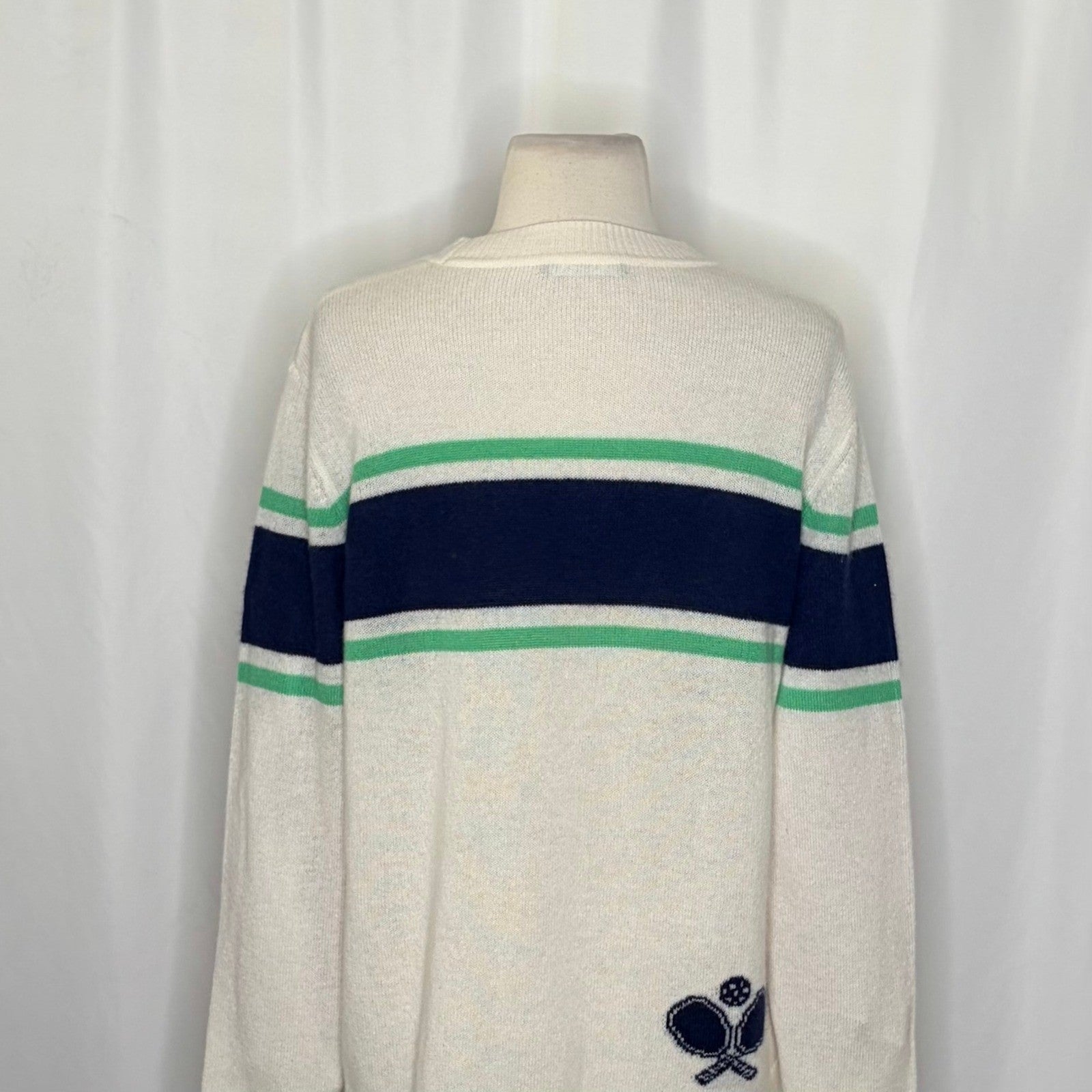 ALASHAN Cashmere Pickleball Sweater Pullover Sporty Text Script Preppy X-Large