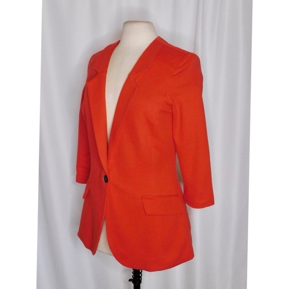 NWT!! Anthropologie CARTONNIER Red Knit Blazer Jacket Stretch Solid Medium
