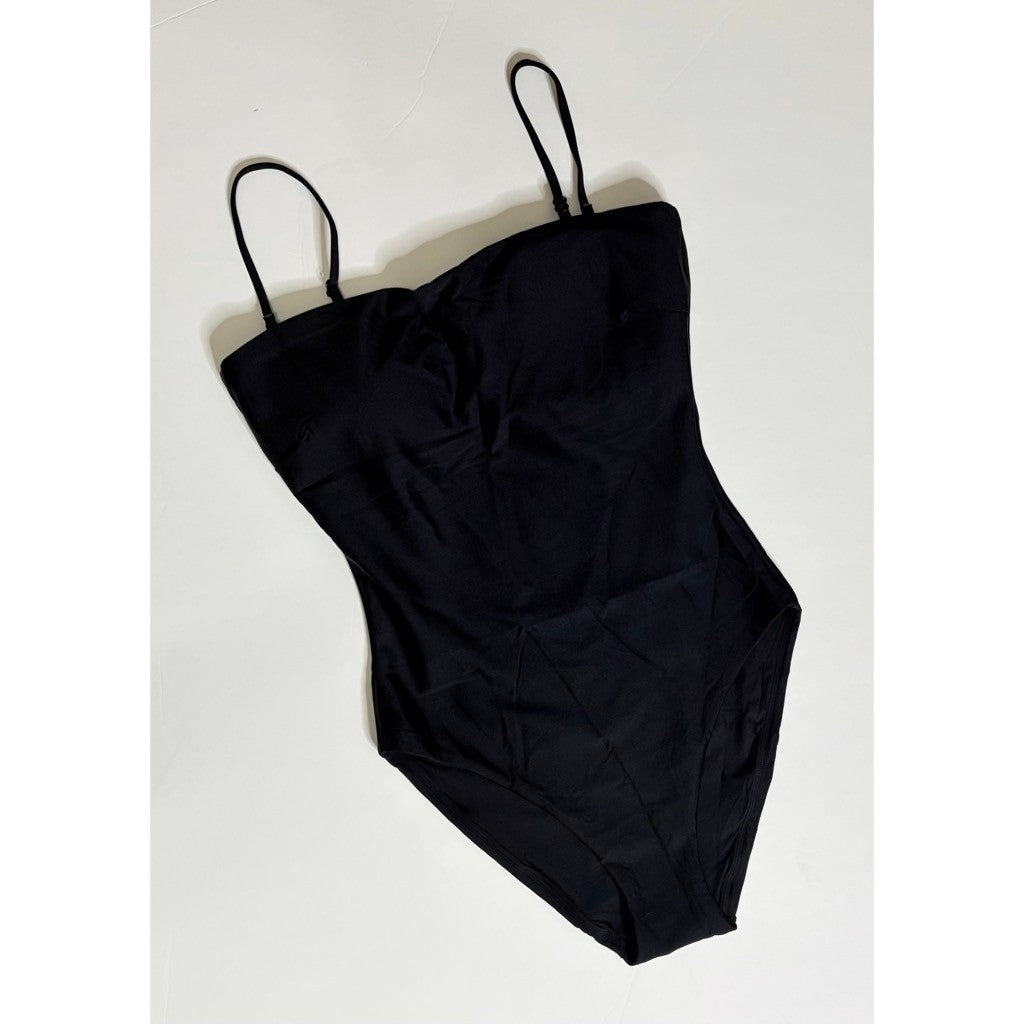 NEW!! J. CREW Gemma Bandeau One Piece Swimsuit Classic Sculpt Solid Black 14