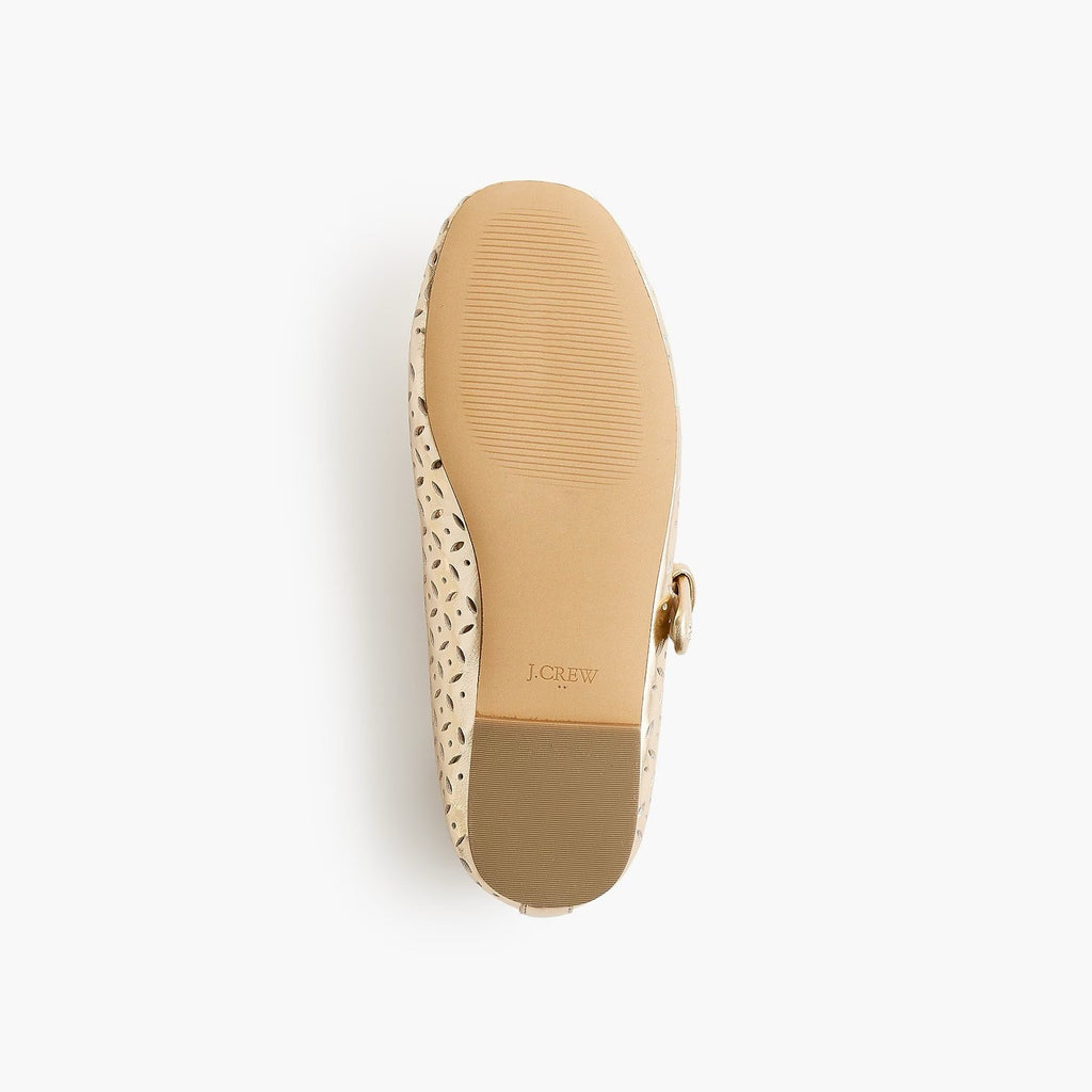Girl's J. CREW Factory Perforated Metallic Mary Janes Shoes Buckles Party Size 4