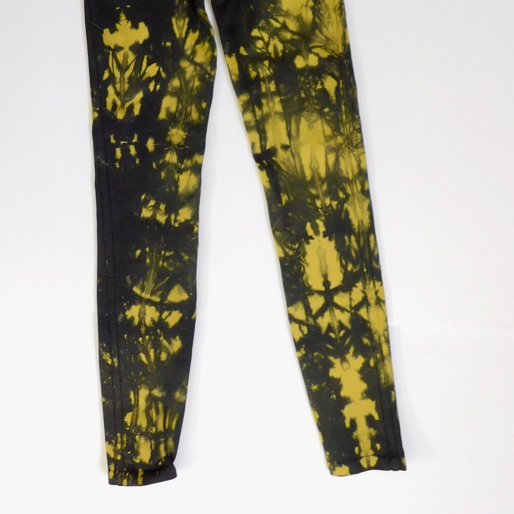 NWT!! GOOD AMERICAN Black & Yellow Tie Dye Seamless Leggings 00 0 X-Small