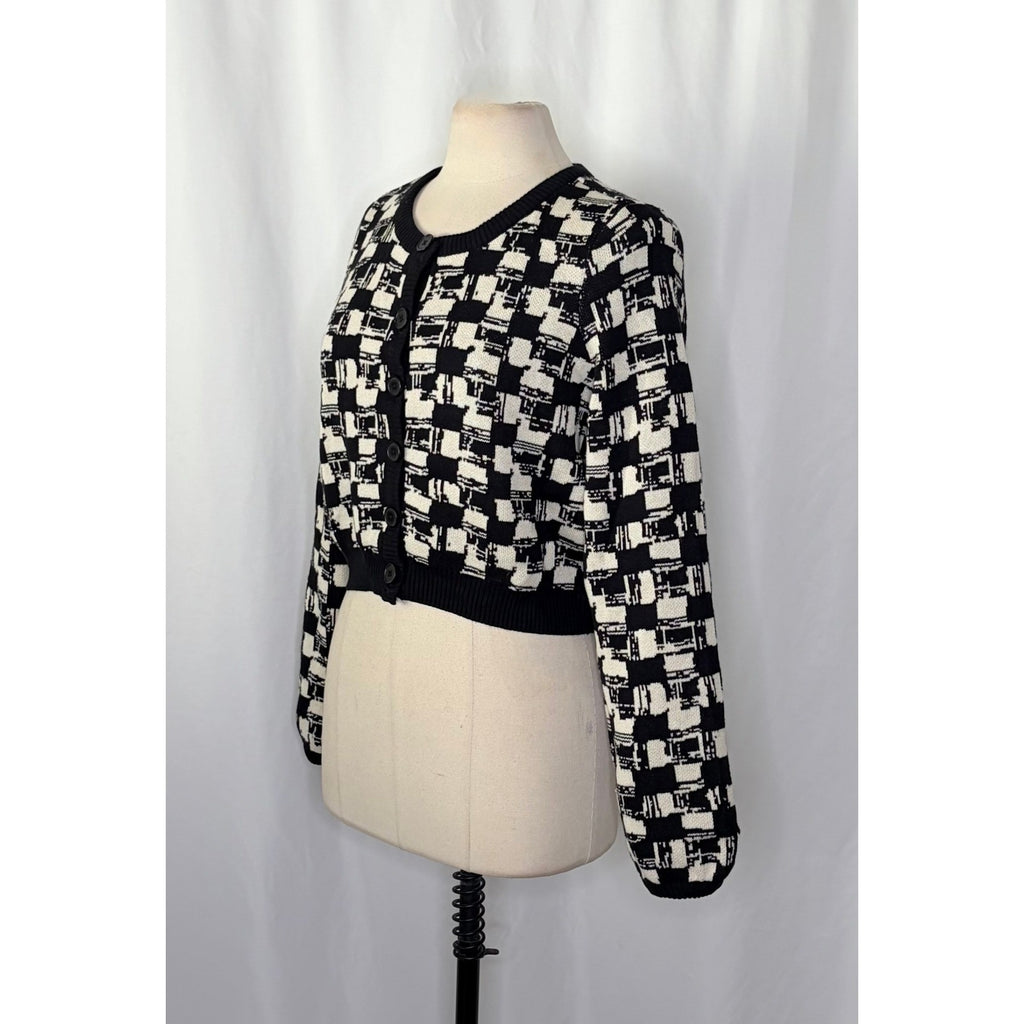 NWT!! CLEOBELLA Marybeth Biarritz Cardigan Sweater Black Ivory Cropped Large