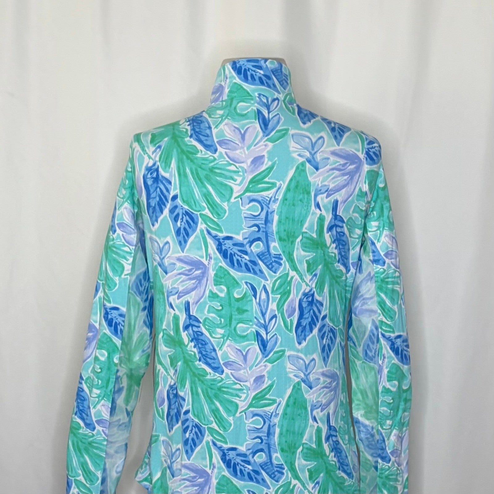 NWT!! IBKUL Mock Neck Long Sleeve Zip Top UPF50 Allison Jade Periwinkle X-Small