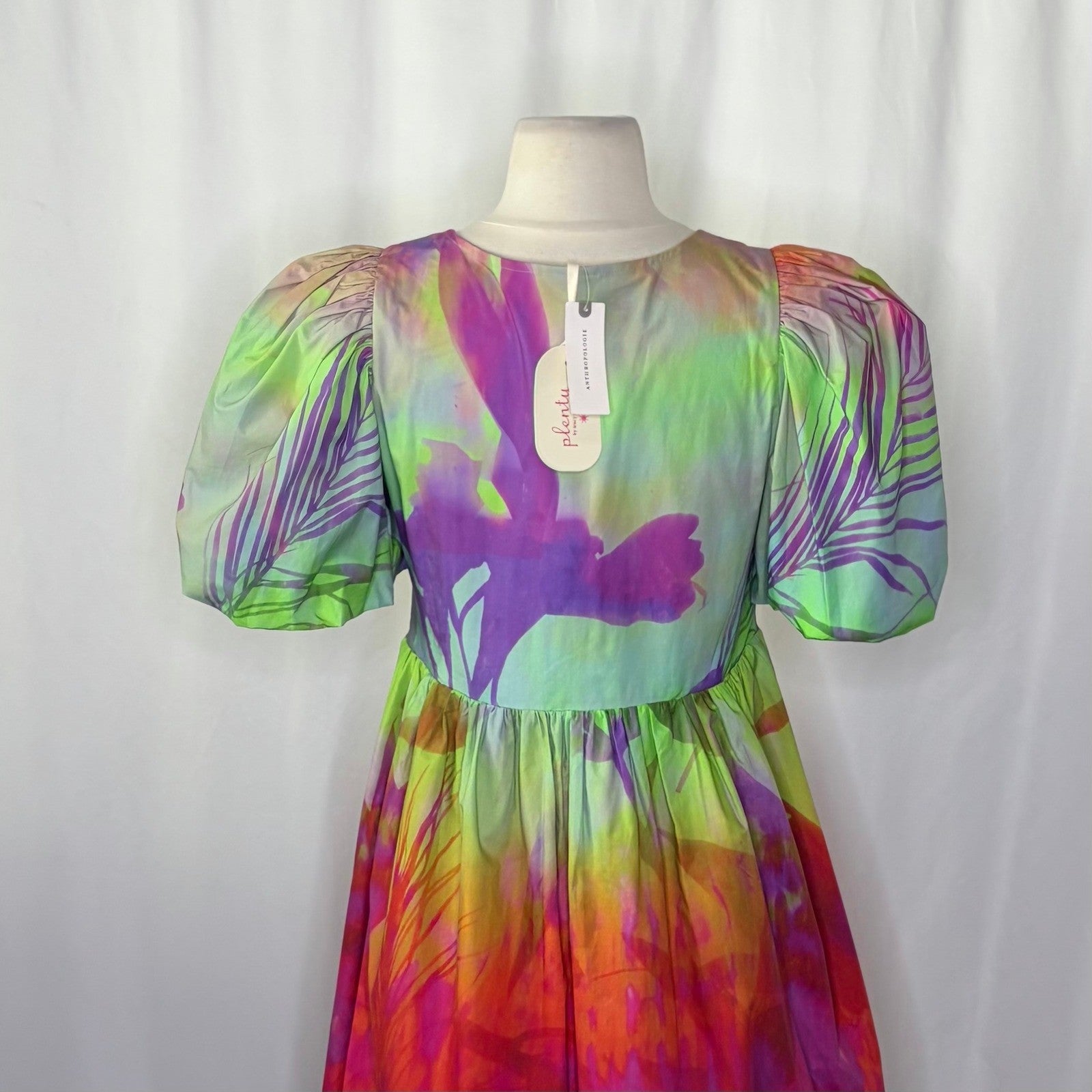 NWT!! Anthropologie Plenty by TRACY REESE Tie Dye Puff Sleeve Dress X-Small