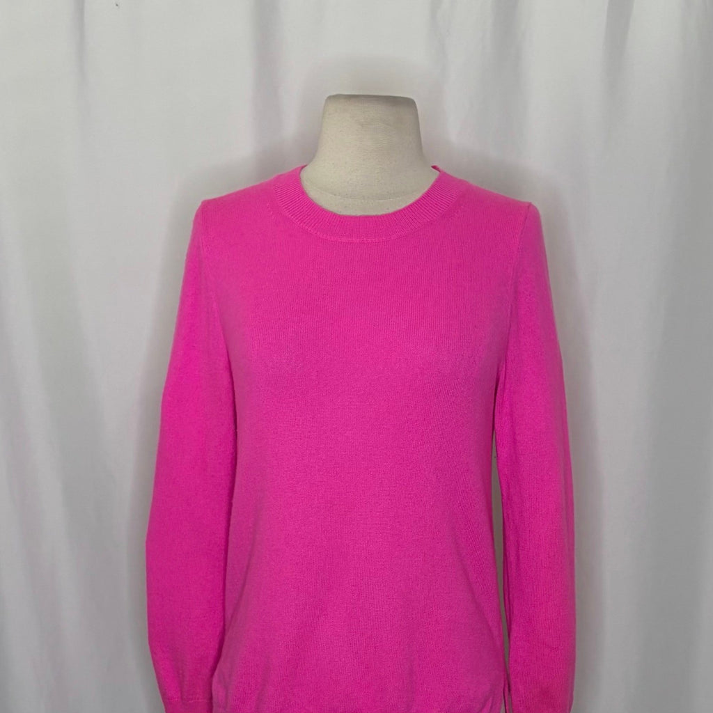J. CREW Cashmere Slim Fit Crewneck Sweater Solid Neon Fuchsia Pink Knit Small