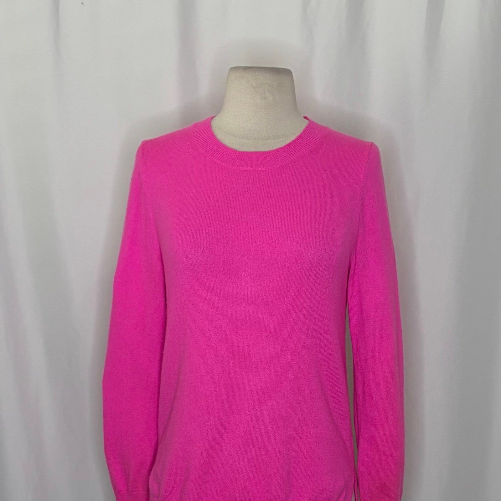J. CREW Cashmere Slim Fit Crewneck Sweater Solid Neon Fuchsia Pink Knit Small