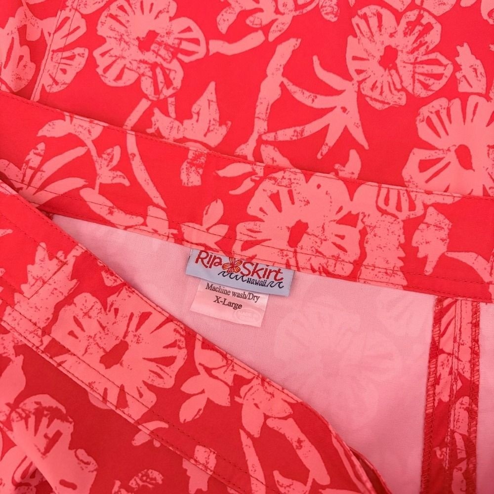 RIPSKIRT Hawaii Rip Skirt Length 2 Wrap Skirt Pink Floral Hibiscus X-Large