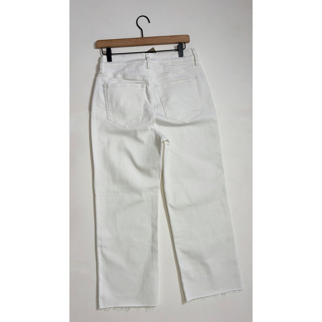 NWT!! J. CREW Curvy Slim Wide Denim Jeans Solid White Raw Hems Stretch Size 27