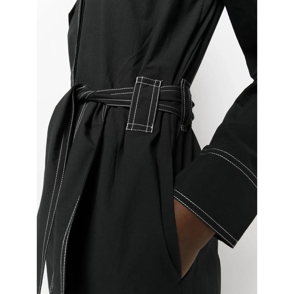 NWT!! GANNI Belted Contrast-Stitch Jumpsuit Black Cargo Pockets Organic Cotton 8