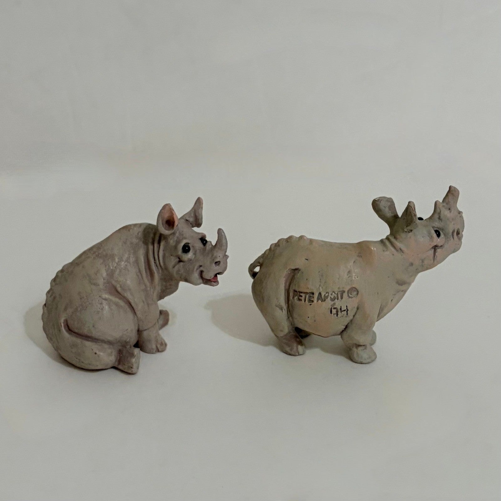 Vintage Pete Apsit NOAH'S ARK Set Two 2 Rhinos Rhinoceros Ripley Rhonda Animals