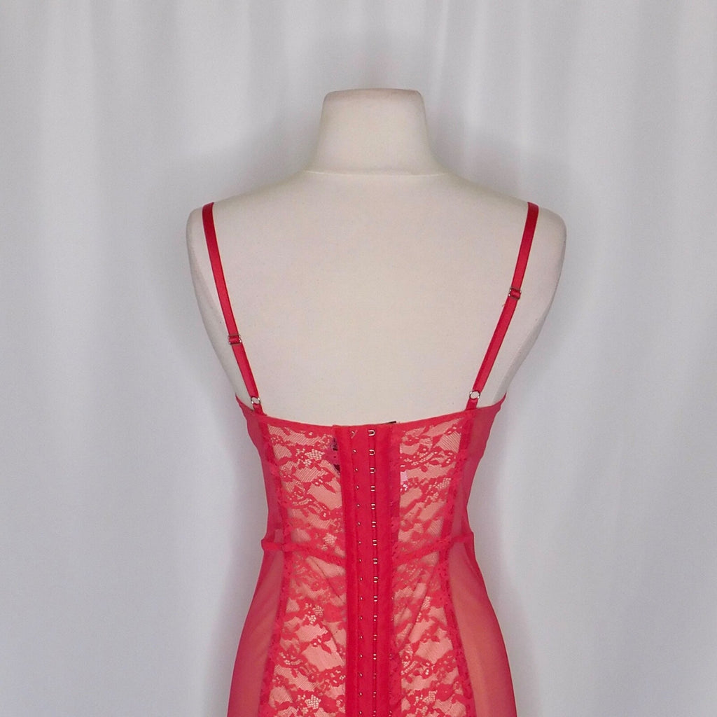 VICTORIA'S SECRET Barbie Hot Pink Lace Corset Bustier Garter Lingerie 34C