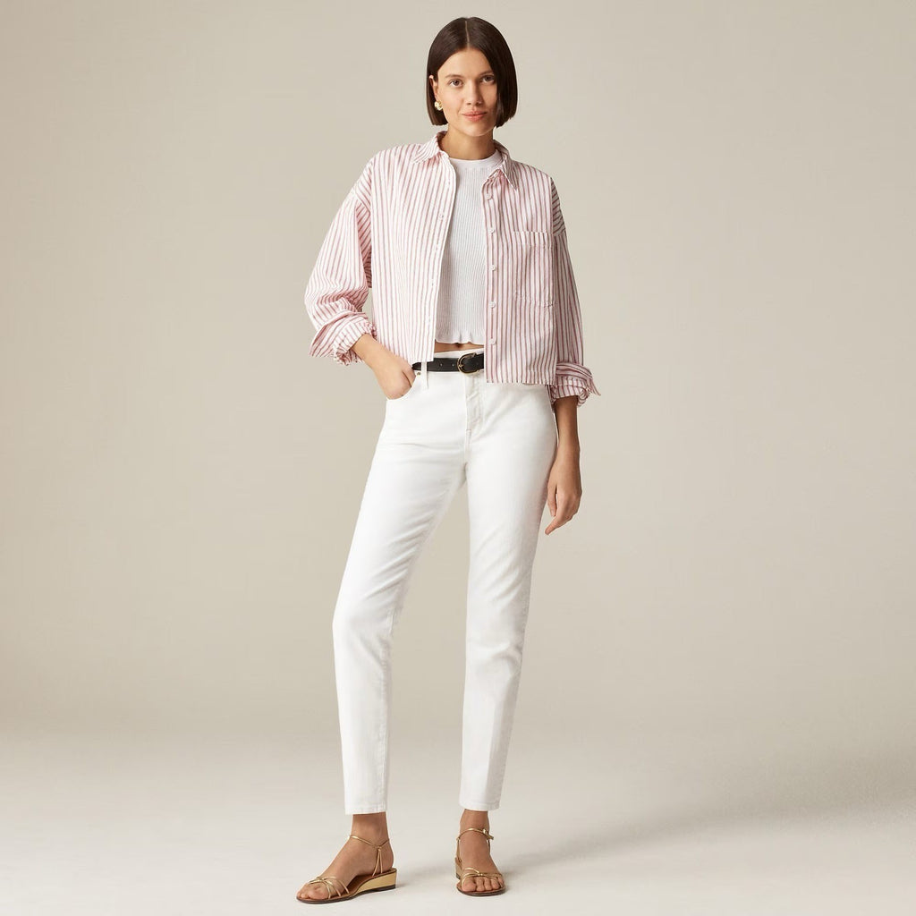 NWT!! J. CREW White Slim Jeans '03 2003 Stretch Solid White High Rise Size 29