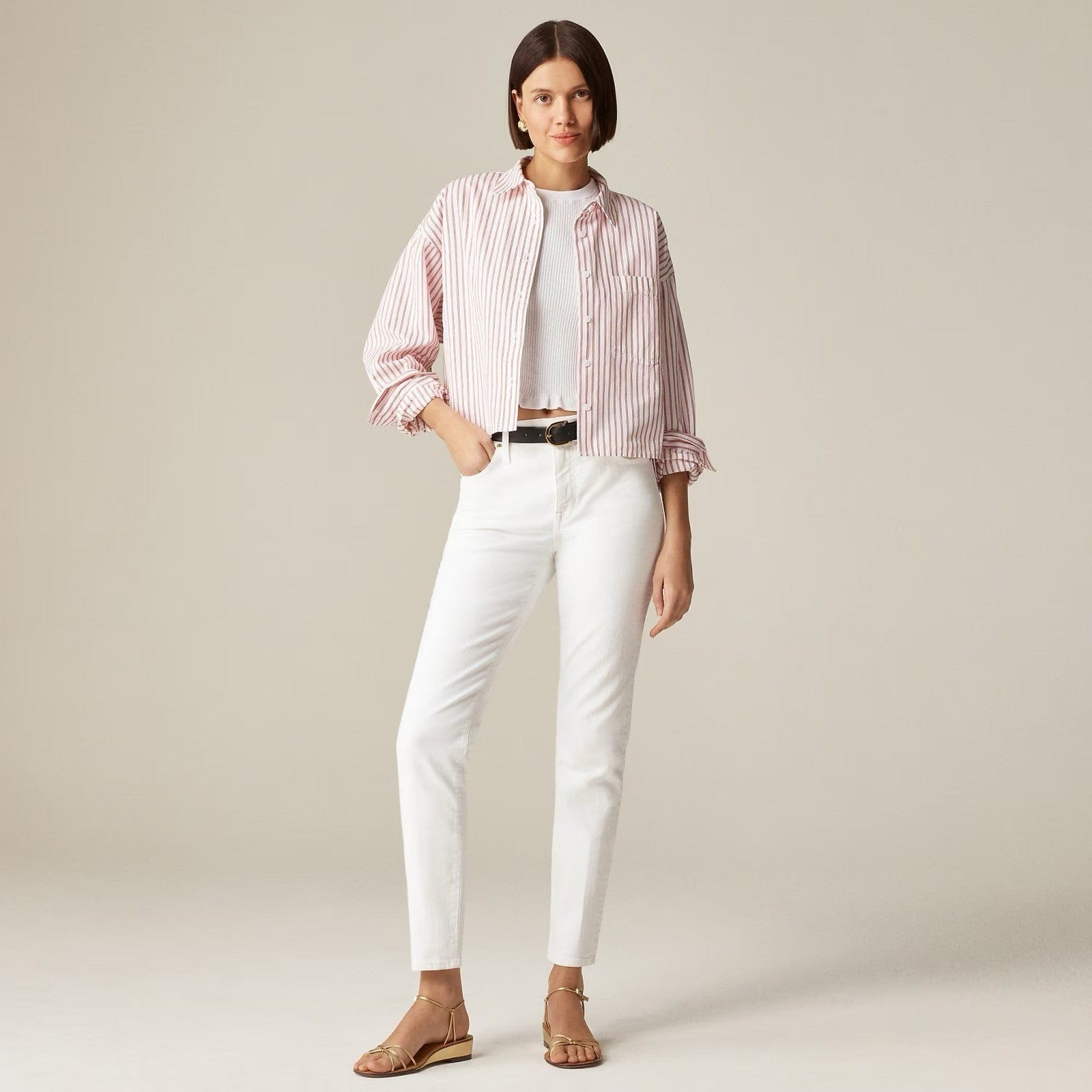 NWT!! J. CREW White Slim Jeans '03 2003 Stretch Solid White High Rise Size 29