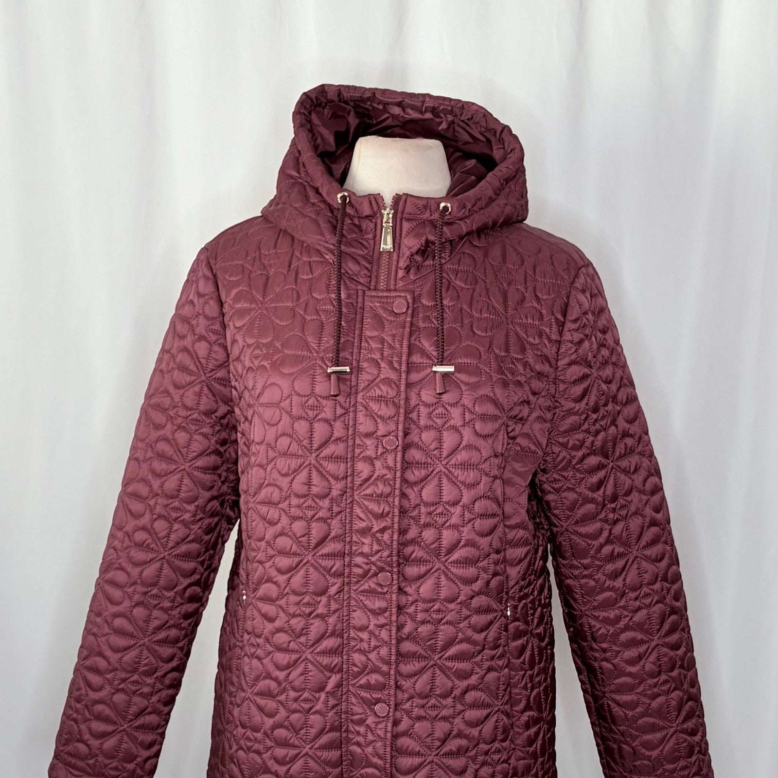 NWT!! KATE SPADE New York Water Resistant Hooded Floral Quilted Jacket X-Large