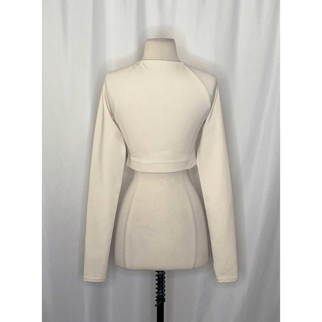NWT!! GIRLFRIEND COLLECTIVE Kinsley Ivory Long Sleeve Cropped Top Medium