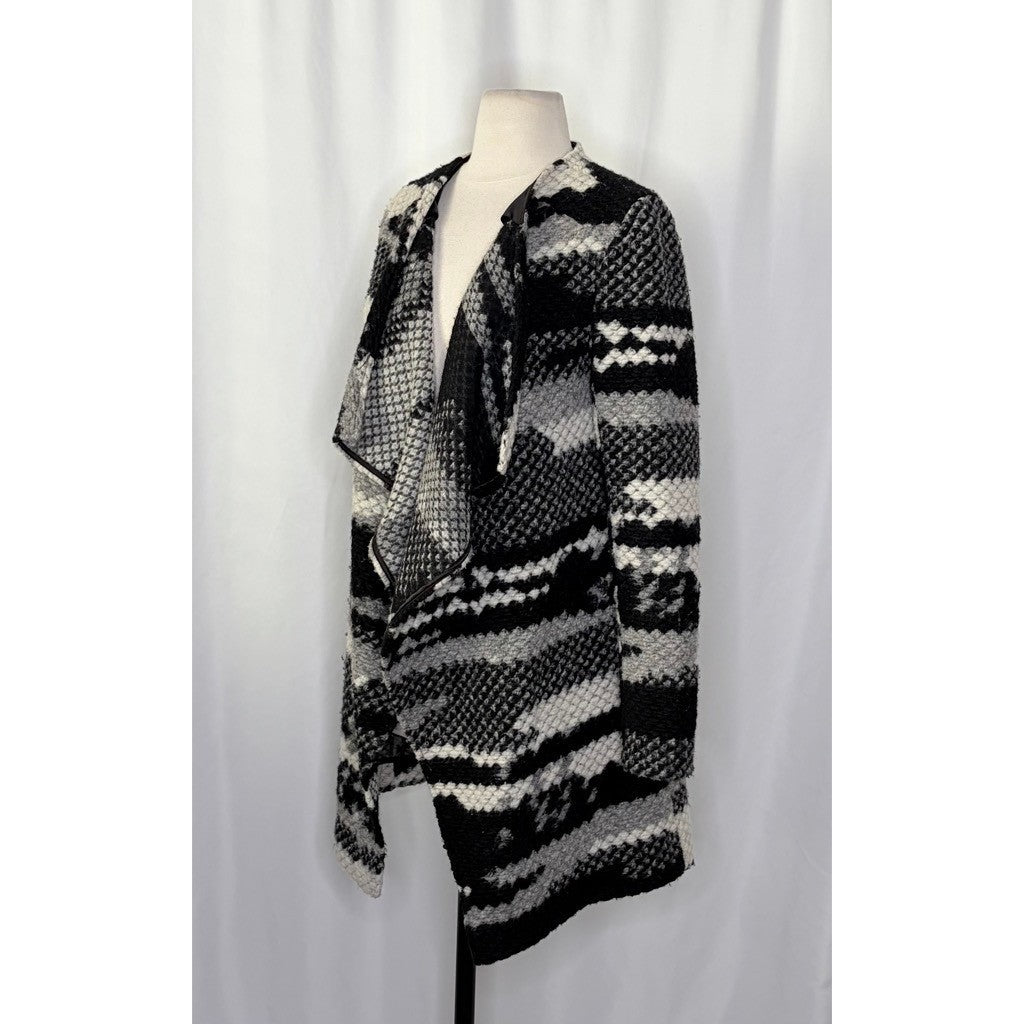 GUEST EDITOR Open Front Wool Jacket Black Gray Aztec Southwestern Western Small