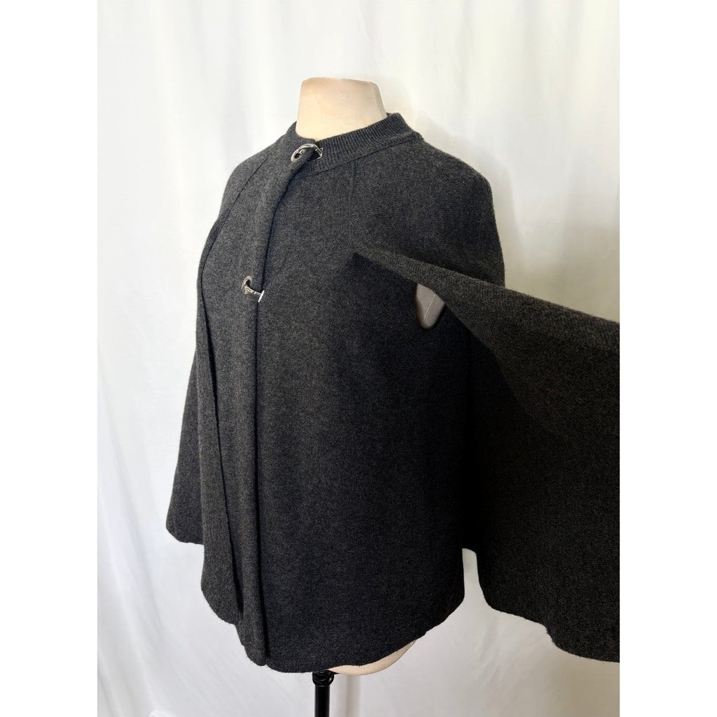 ZARA Charcoal Grey Wool Blend Cape Sweater Knitwear Knit Minimalist Medium