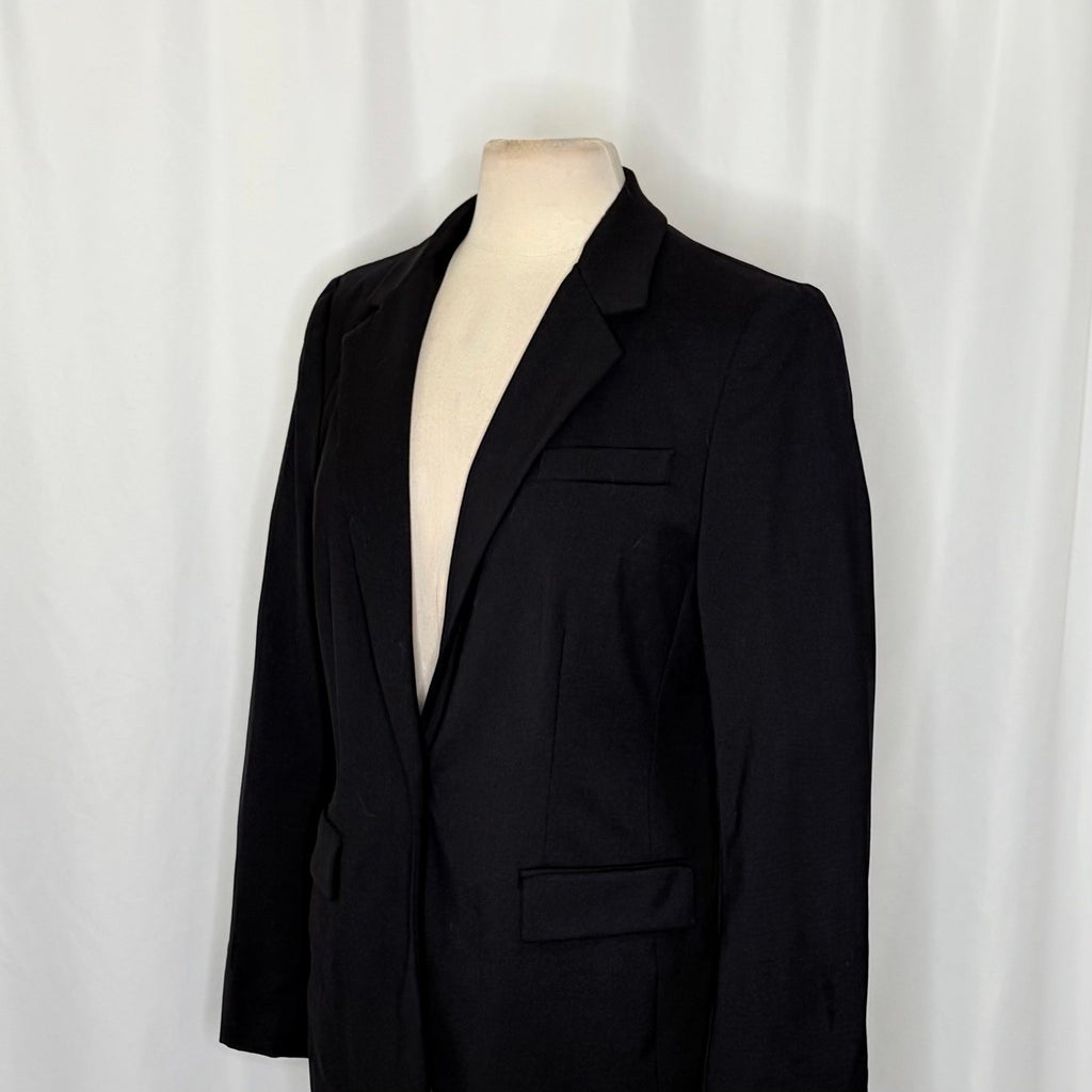 M.M. LAFLEUR The Yiyan Classic Blazer Italian Wool Twill Solid Black Size 10