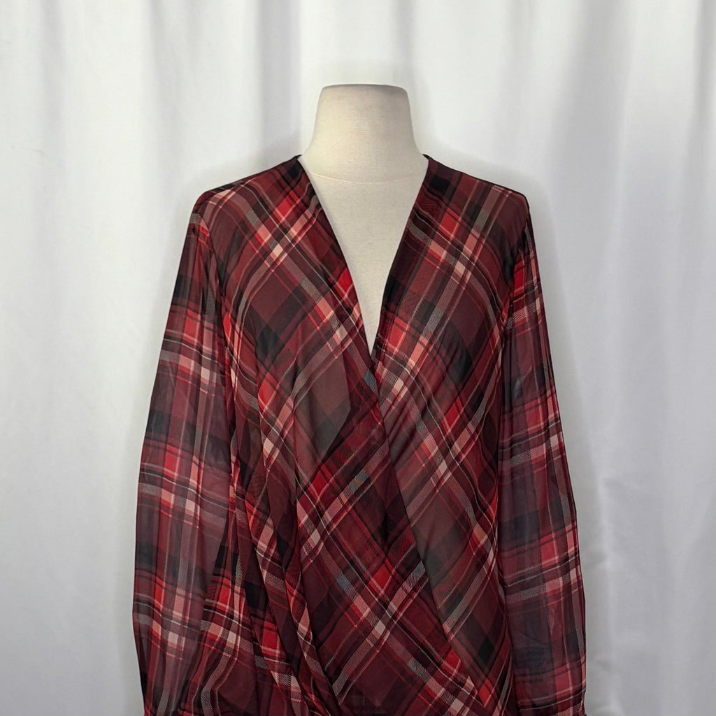 RAG & BONE Silk Victor Plaid Surplice Top Blouse Shirt Drapey High Low Medium