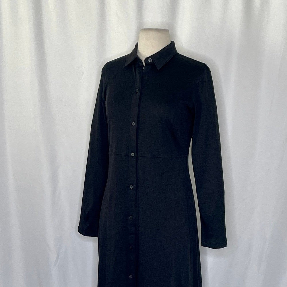EVERLANE The Luxe Cotton Shirtdress Solid Black Shirt Dress Minimalist Small