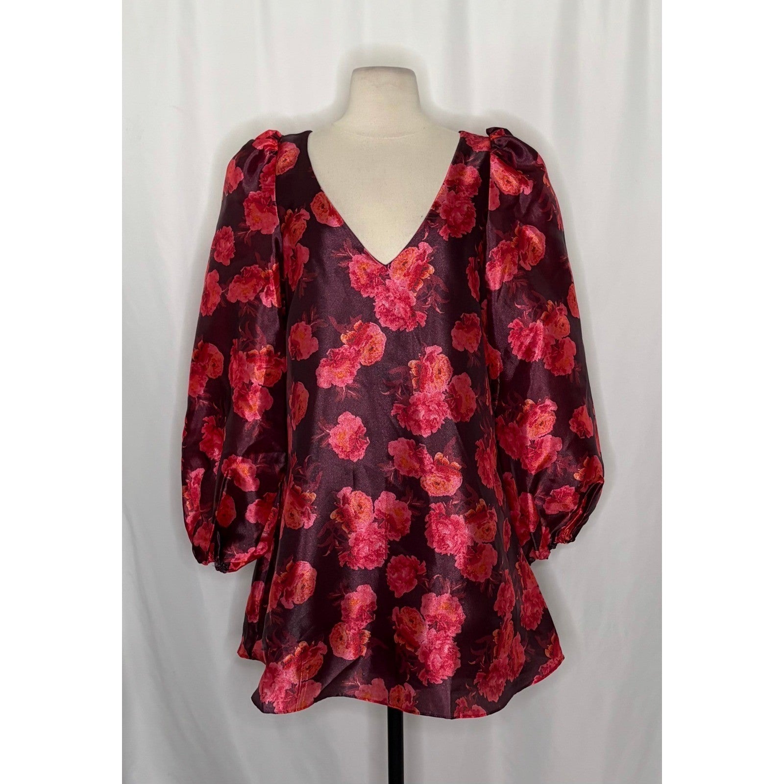 NWT!! Anthropologie BHLDN Aliana V Neck Floral Organza Mini Dress Large
