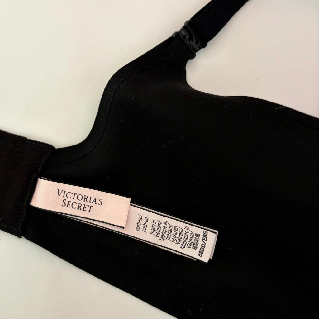VICTORIA'S SECRET Black Push-Up Convertible Bra Padded Solid 38DD