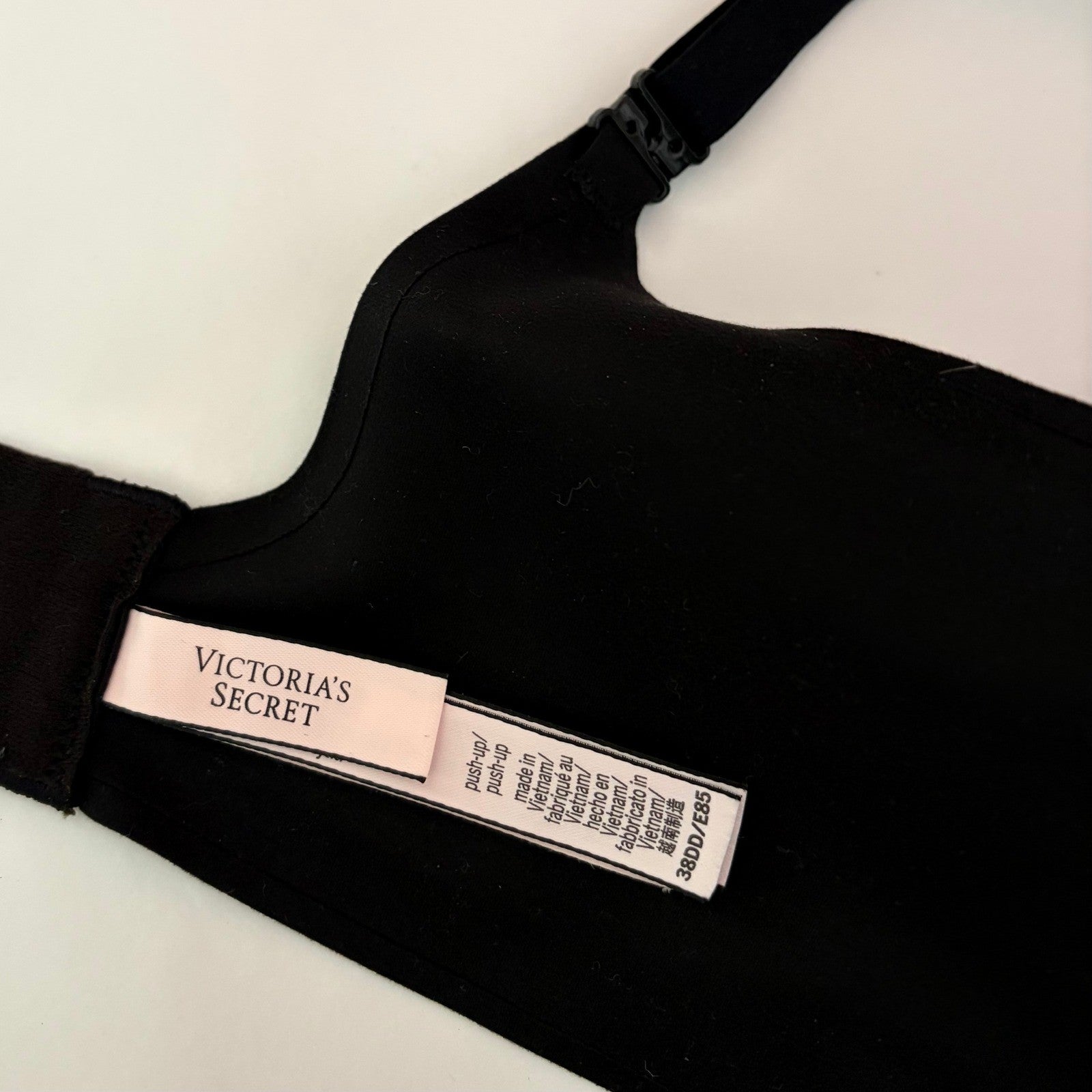 VICTORIA'S SECRET Black Push-Up Convertible Bra Padded Solid 38DD