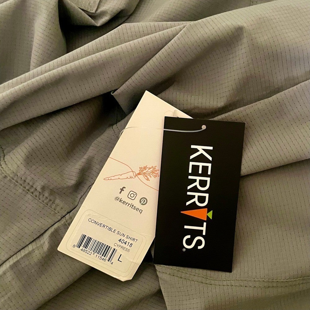 NWT!! Women's KERRITS Convertible Sun Shirt Cypress Green Snaps Equestrian Large