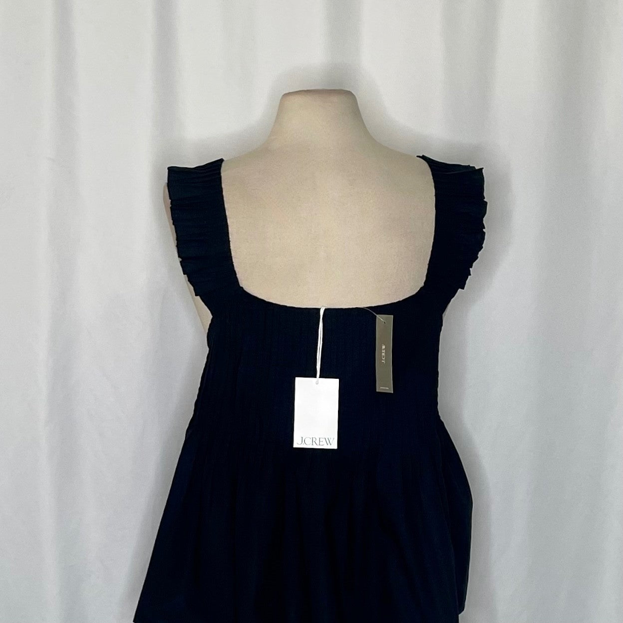 NWT!! J. CREW Pintuck Peplum Top Blouse Solid Black Cotton Poplin Pleated 3X