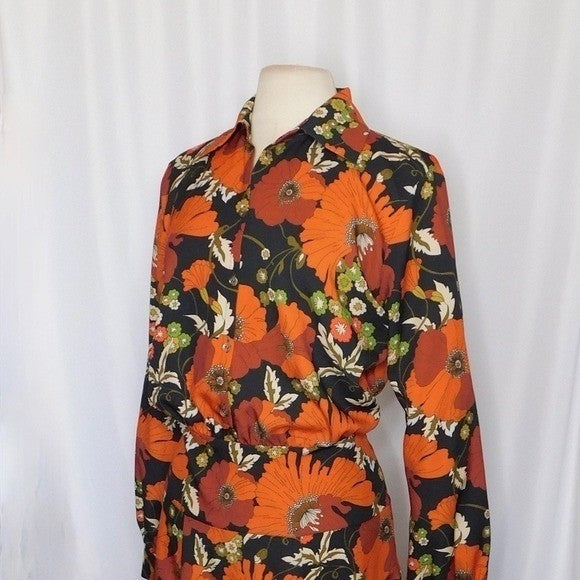 Revolve DODO BAR OR Natasha Dress Genia Floral Retro Print Size 46 US Size 10
