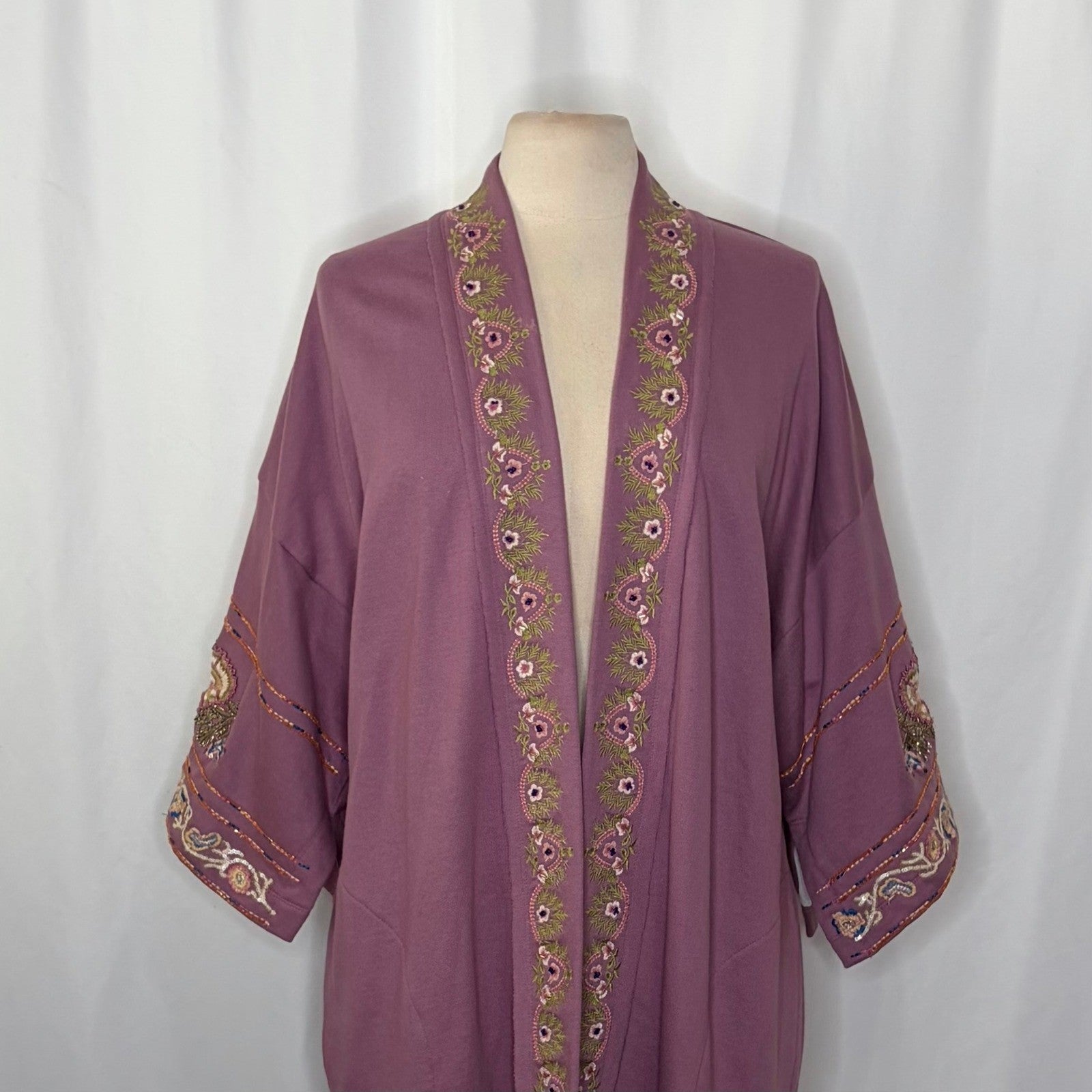 ARATTA SILENT JOURNEY Juliette Beaded Embellished French Terry Kimono Jacket S