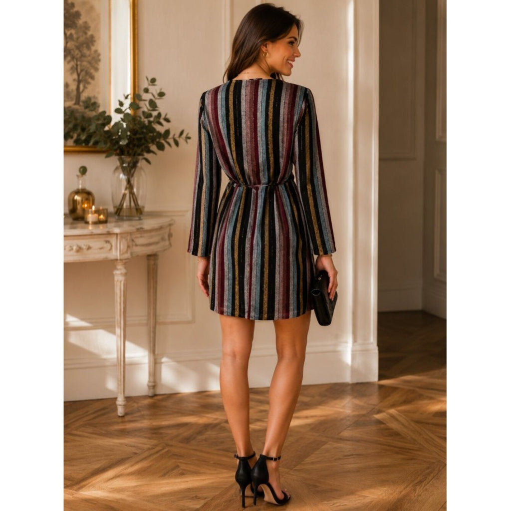 NWT!! RAILS Lola Varadero Stripe Wrap Dress Tie Waist Metallic Mini Medium
