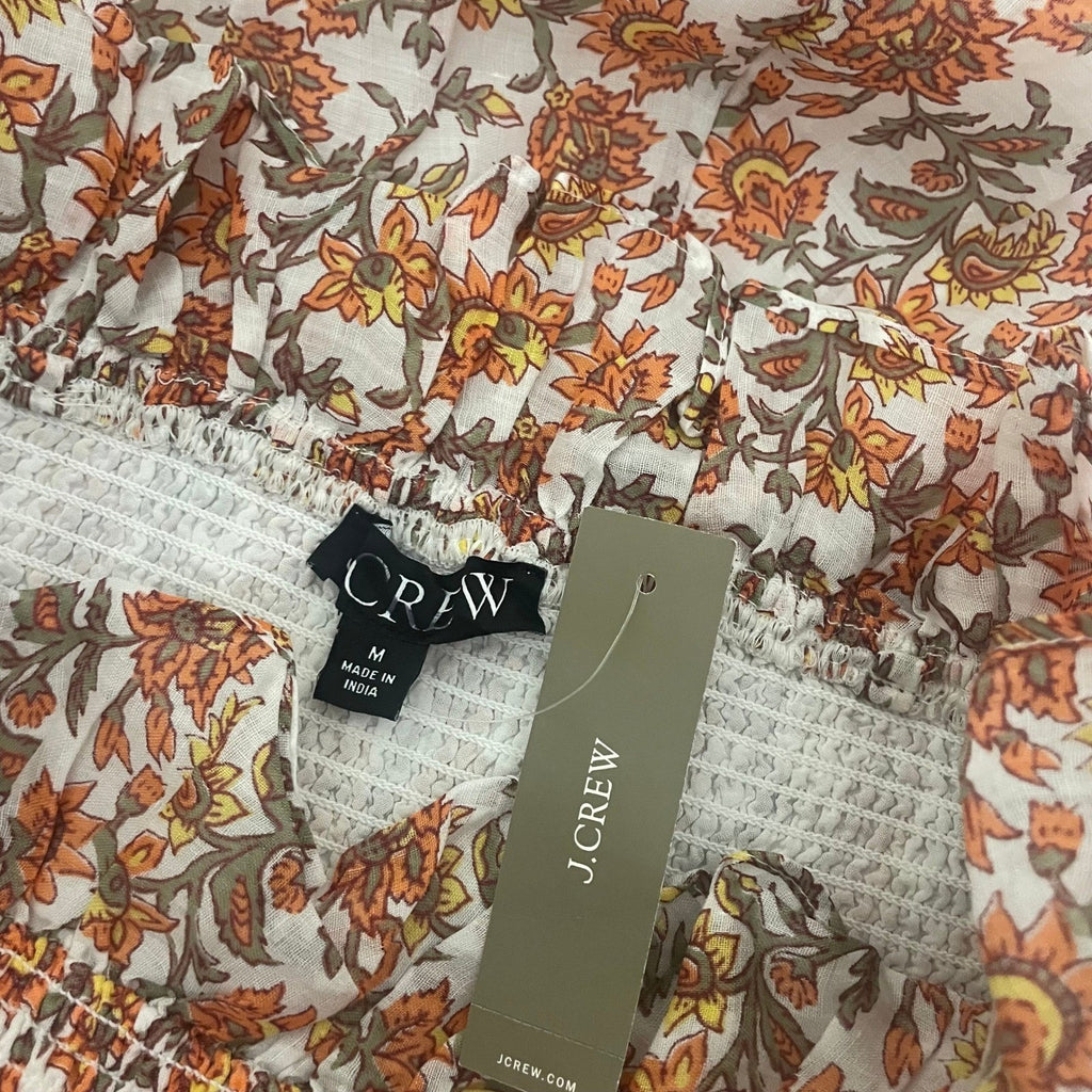 NWT!! J. CREW Ravenna Dress Sunset Rose Blockprint Floral Ramie Strapless Medium