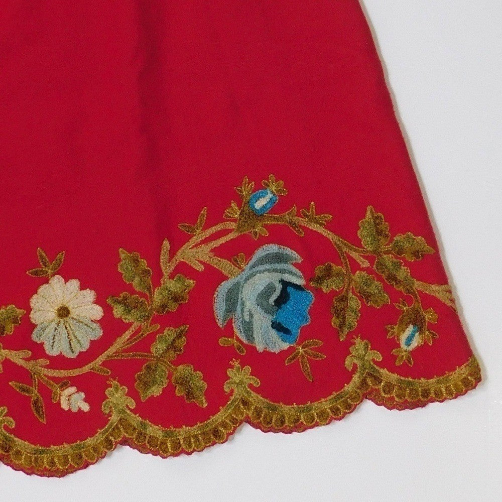Plenty by TRACY REESE Red Wool Floral Embroidered Appliqued Skirt Size 4