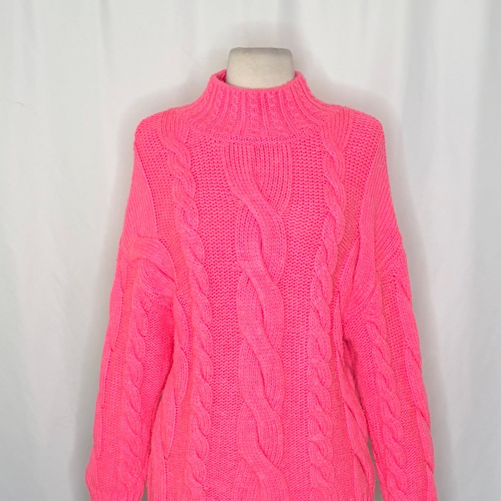 By ANTHROPOLOGIE Pink Cableknit Sweater Wool Pullover Knitwear Small