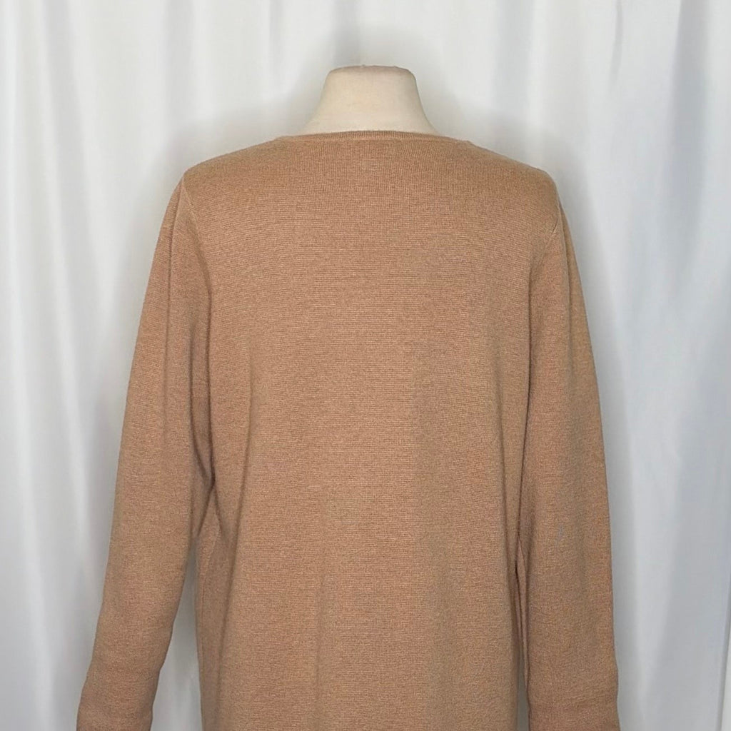 J. CREW Juliette Collarless Sweater Blazer Solid Tan Brown Longline Knit Small