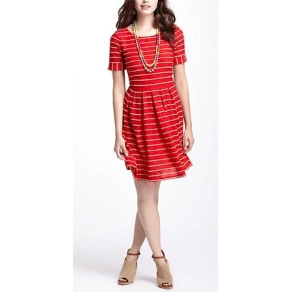Anthropologie BORDEAUX Taylor Swift Zooey Deschanel Red Scalloped Dress Medium