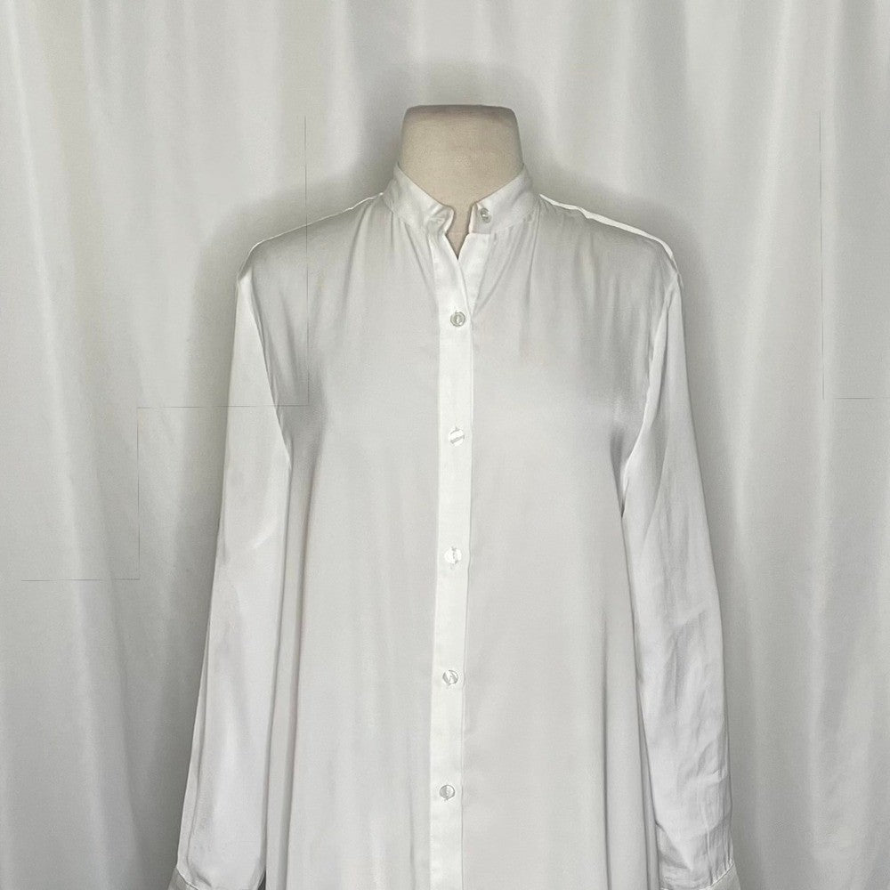 SUMMERSALT The Silky Luxe Short Effortless Shirtdress Cover-Up Solid White XS