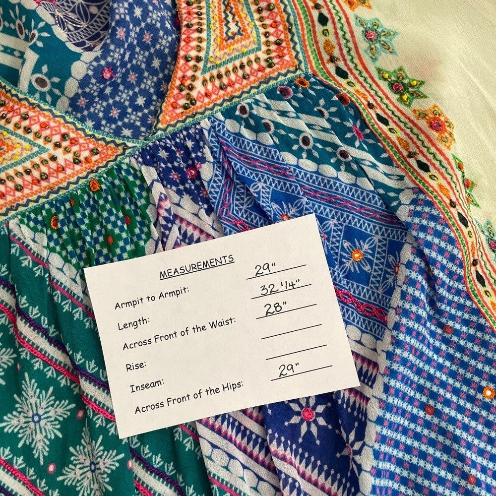 Anthropologie TANVI KEDIA Veena Beaded Caftan Beaded Mini Dress Bohemian Small