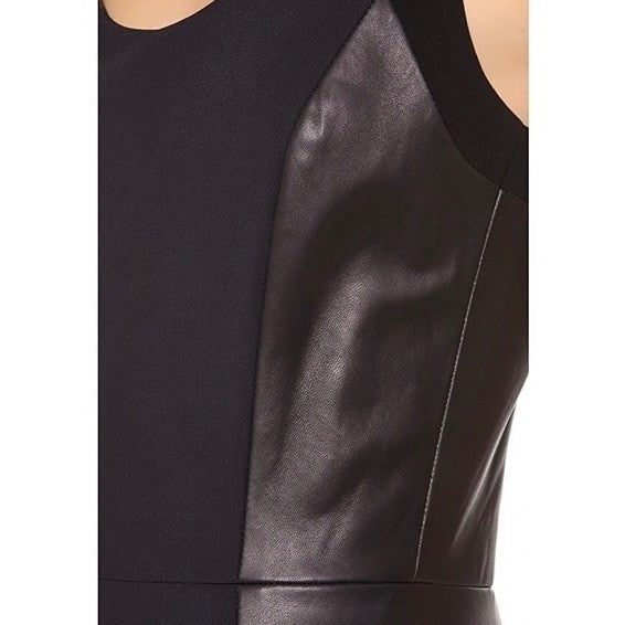 RAG & BONE Leather Montrose Fit N' Flare Little Black Dress Panel Mini Size 6