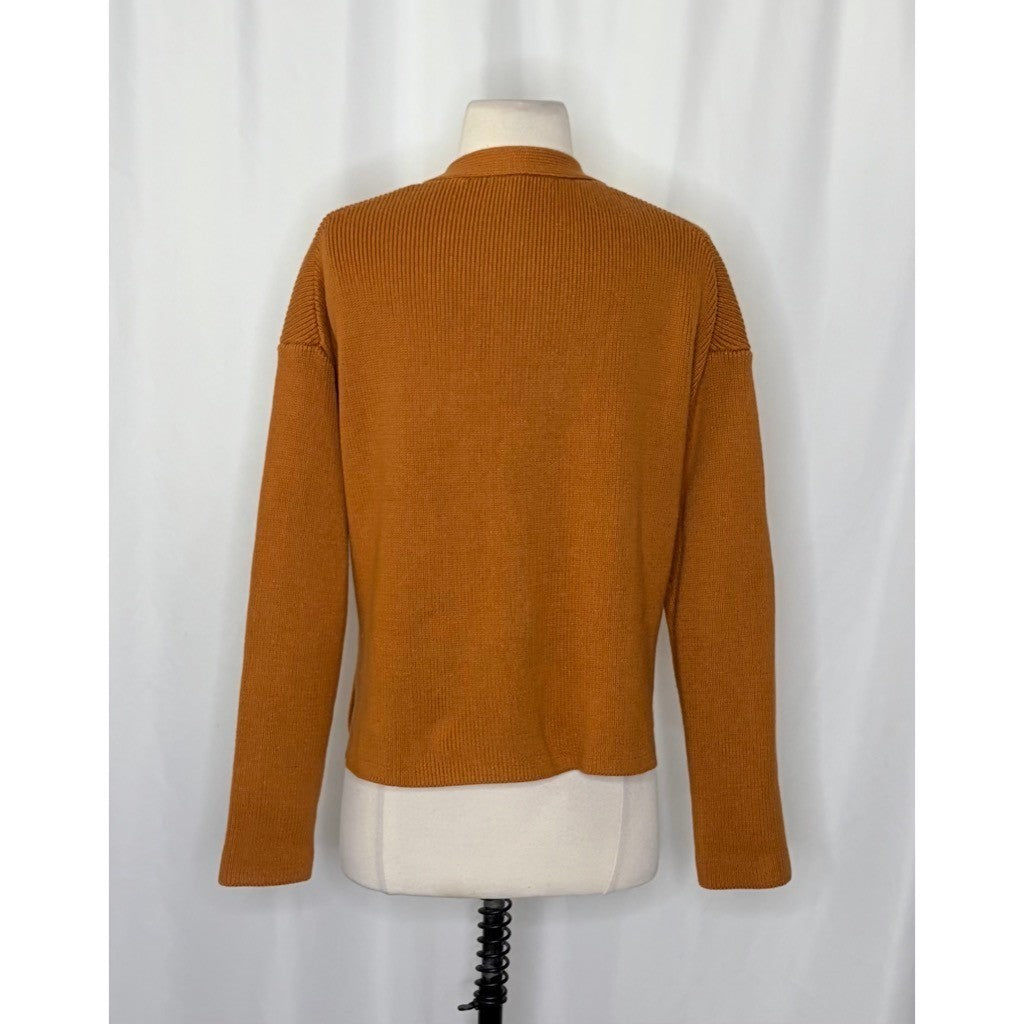 ALEX MILL Jo Ribbed Cardigan Sweater Caramel Brown Buttons Pockets Medium