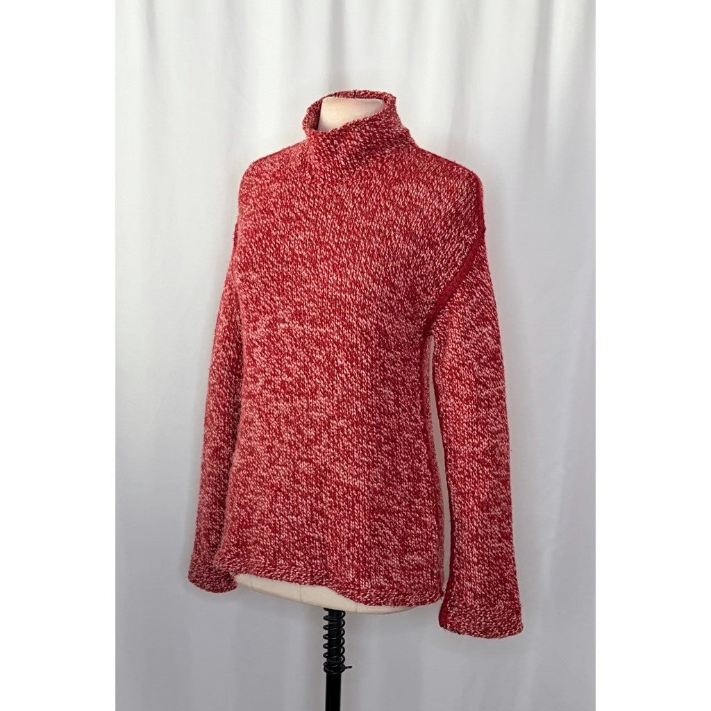 ARMANI COLLEZIONI Red White Wool Mock Neck Sweater Knit Pullover Medium