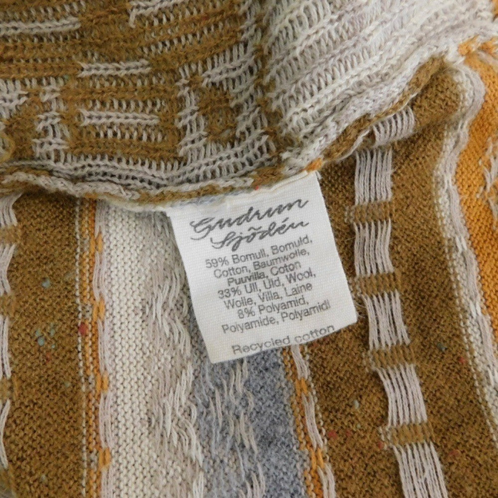 GUDRUN SJODEN Floral Patchwork Cardigan Sweater Wool Buttons Retro X-Small