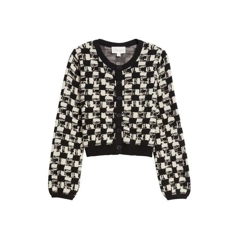 NWT!! CLEOBELLA Marybeth Biarritz Cardigan Sweater Black Ivory Cropped Large