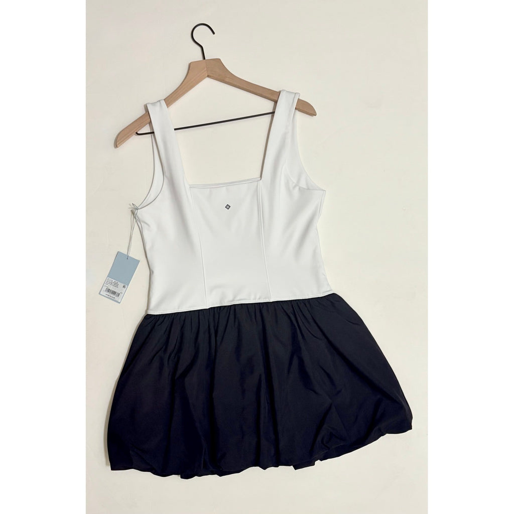 NWT!! ANTONIO MELANI Active Two Tone Bubble Hem Dress Mini Black White Large